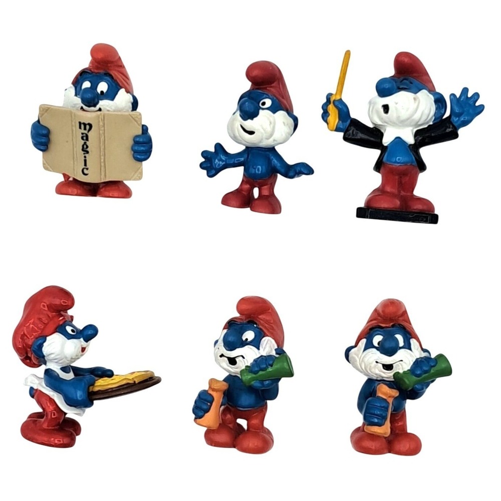 Vintage Papa Smurf Figurines Set‎ Of 7 Collectibles Schleich Peyo